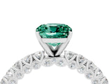 White gold Cushion Cut Diamond Pavé Band Solitaire Ring with Prong Setting_4