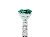 White gold Cushion Cut Diamond Pavé Band Solitaire Ring with Prong Setting_5