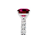 White gold Cushion Cut Diamond Pavé Band Solitaire Ring with Prong Setting_5