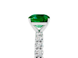 White gold Cushion Cut Diamond Pavé Band Solitaire Ring with Prong Setting_5