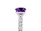 White gold Cushion Cut Diamond Pavé Band Solitaire Ring with Prong Setting_5