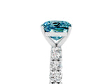 White gold Cushion Cut Diamond Pavé Band Solitaire Ring with Prong Setting_5