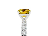 White gold Cushion Cut Diamond Pavé Band Solitaire Ring with Prong Setting_5