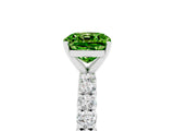 White gold Cushion Cut Diamond Pavé Band Solitaire Ring with Prong Setting_5