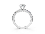 White gold Cushion Cut Diamond Pavé Band Solitaire Ring with Prong Setting_82