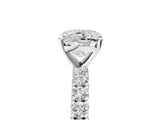 White gold Cushion Cut Diamond Pavé Band Solitaire Ring with Prong Setting_83