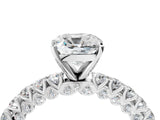 White gold Cushion Cut Diamond Pavé Band Solitaire Ring with Prong Setting_83