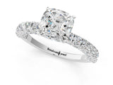 White gold Cushion Cut Diamond Pavé Band Solitaire Ring with Prong Setting_84