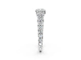 White gold Cushion Cut Diamond Pavé Band Solitaire with Four-Prong Setting_18
