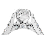 White gold Cushion Cut Diamond Pavé Band Solitaire with Four-Prong Setting_20