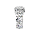White gold Cushion Cut Diamond Pavé Band Solitaire with Four-Prong Setting_21