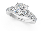 White gold Cushion Cut Diamond Pavé Band Solitaire with Four-Prong Setting_36