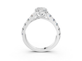 White gold Cushion Cut Diamond Pavé Band Solitaire with Four-Prong Setting_38