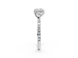 White gold Cushion Cut Diamond Pavé Band Solitaire with Four-Prong Setting_5