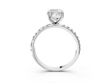 White gold Cushion Cut Diamond Pavé Band Solitaire with Four-Prong Setting_6