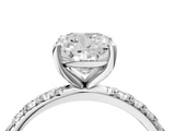 White gold Cushion Cut Diamond Pavé Band Solitaire with Four-Prong Setting_7