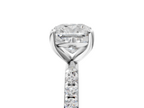 White gold Cushion Cut Diamond Pavé Band Solitaire with Four-Prong Setting_8
