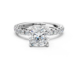 White gold Cushion Cut Diamond Pavé Band with Four-Prong Setting_93