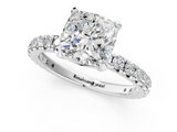 White gold Cushion Cut Diamond Pavé Band with Four-Prong Setting_94