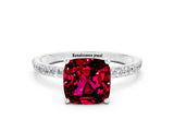 White gold Cushion Cut Diamond Pavé Band with Six-Prong Setting