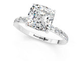 White gold Cushion Cut Diamond Pavé Band with Six-Prong Setting_1