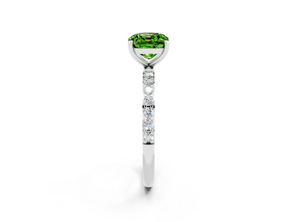 Platinum Cushion Cut Diamond Pavé Band with Six-Prong Setting