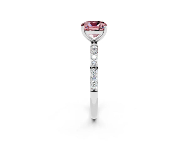 Platinum Cushion Cut Diamond Pavé Band with Six-Prong Setting