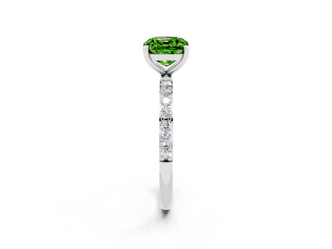 White gold Cushion Cut Diamond Pavé Band with Six-Prong Setting_2