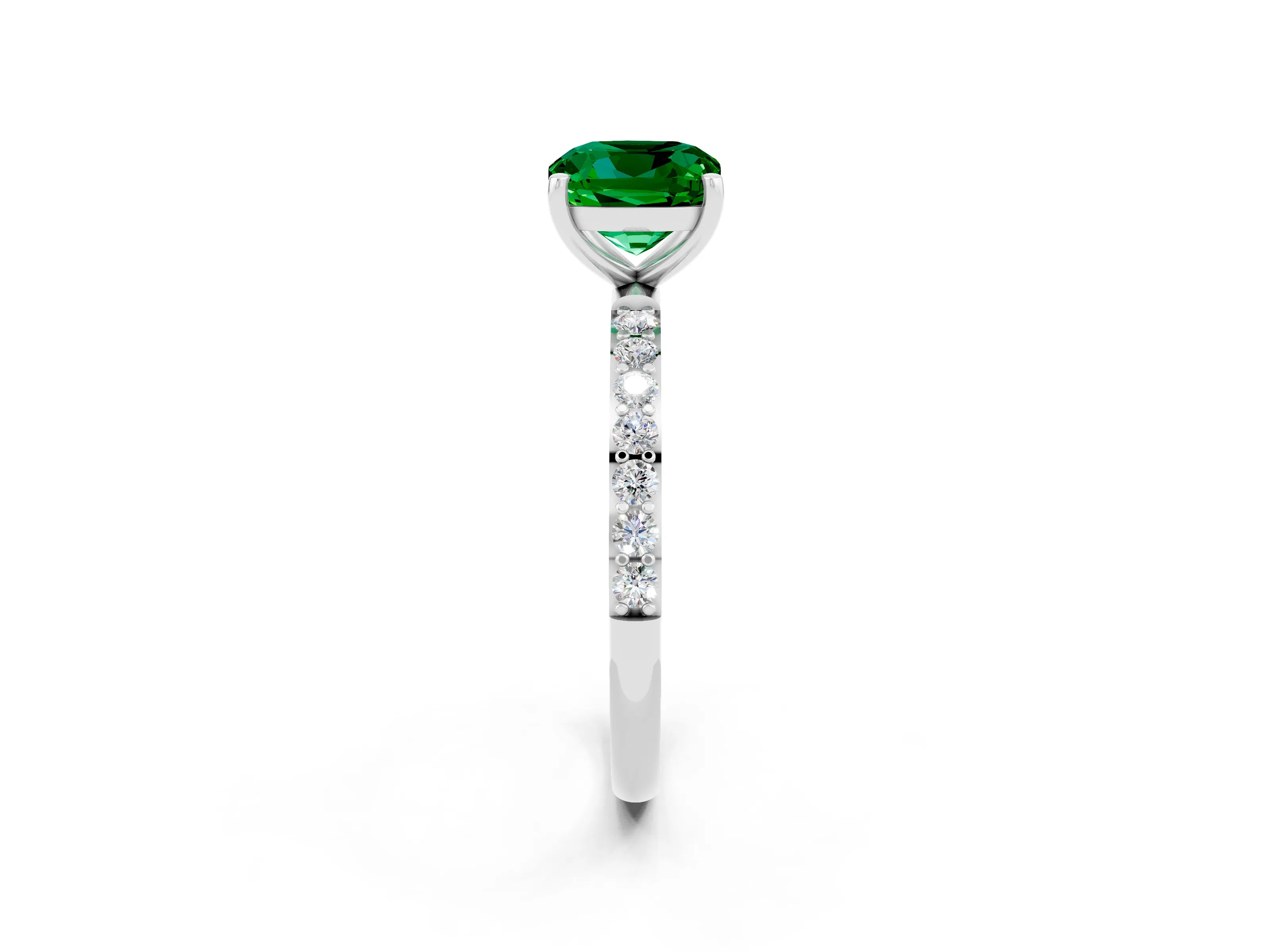 White gold Cushion Cut Diamond Pavé Band with Six-Prong Setting_2