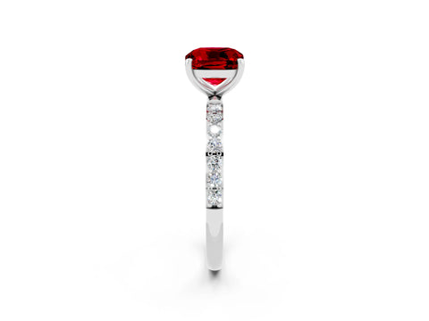 White gold Cushion Cut Diamond Pavé Band with Six-Prong Setting_2