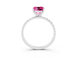 White gold Cushion Cut Diamond Pavé Band with Six-Prong Setting_3