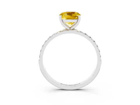 White gold Cushion Cut Diamond Pavé Band with Six-Prong Setting_3