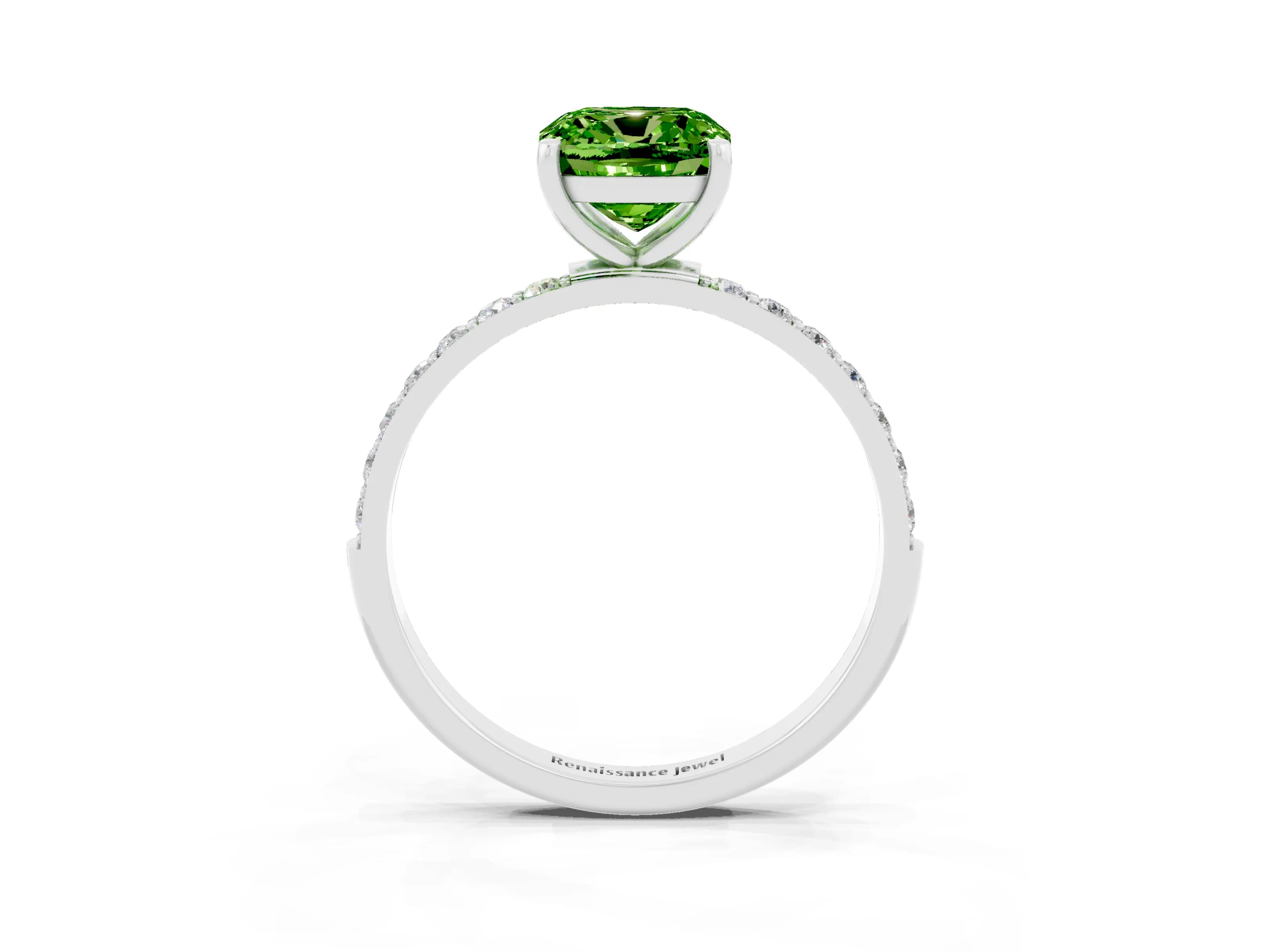 White gold Cushion Cut Diamond Pavé Band with Six-Prong Setting_3