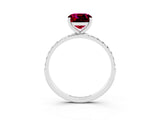 White gold Cushion Cut Diamond Pavé Band with Six-Prong Setting_3