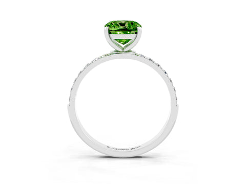 White gold Cushion Cut Diamond Pavé Band with Six-Prong Setting_3