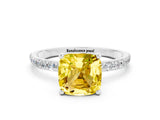 White gold Cushion Cut Diamond Pavé Band with Six-Prong Setting