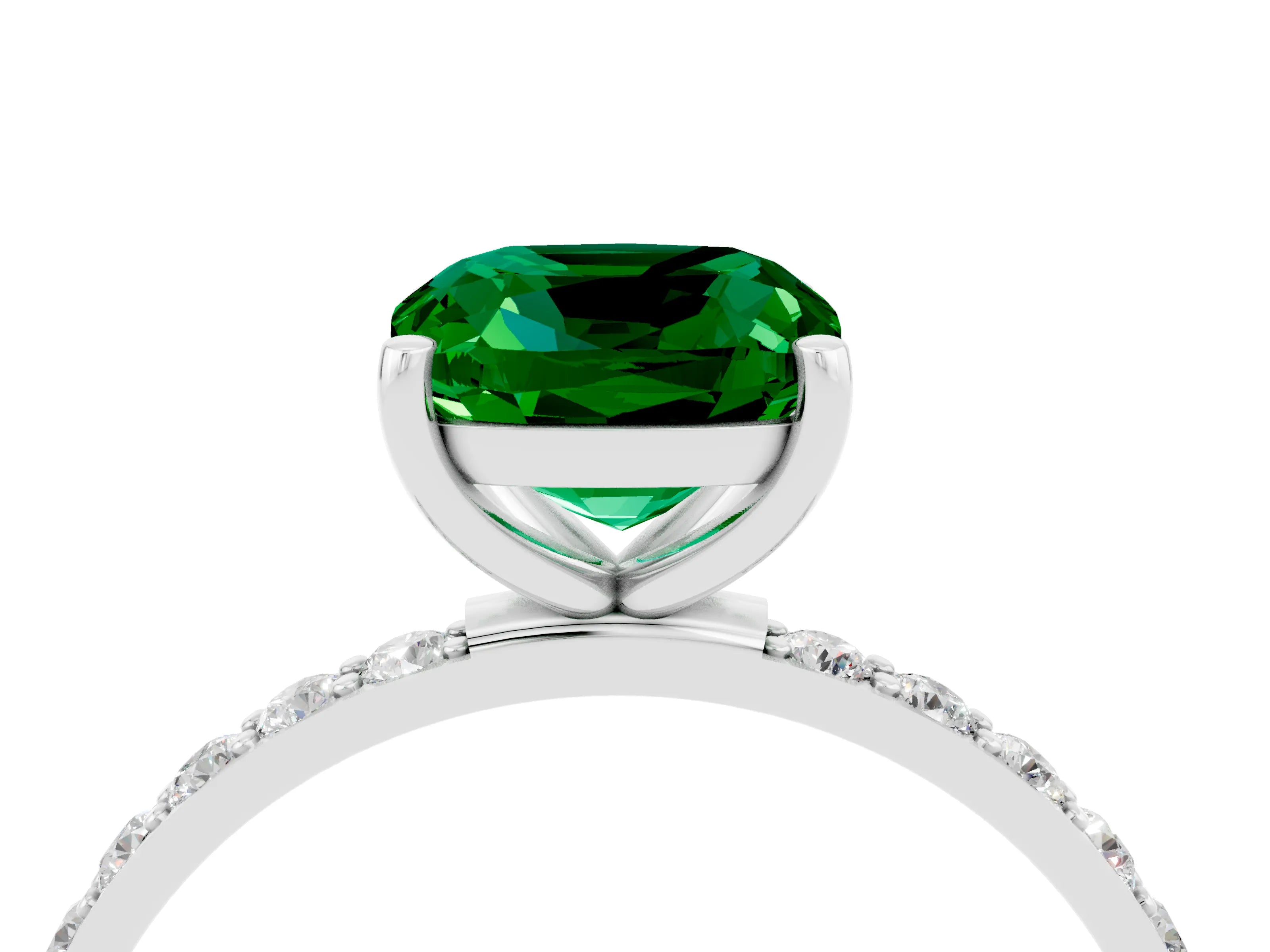 White gold Cushion Cut Diamond Pavé Band with Six-Prong Setting_4