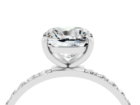 White gold Cushion Cut Diamond Pavé Band with Six-Prong Setting_4