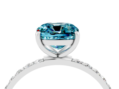 White gold Cushion Cut Diamond Pavé Band with Six-Prong Setting_4