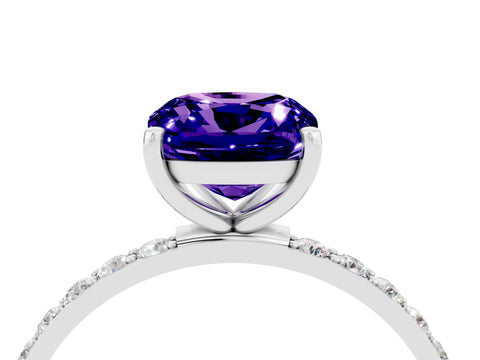 White gold Cushion Cut Diamond Pavé Band with Six-Prong Setting_4