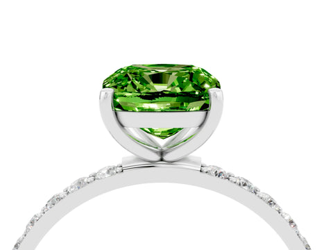 White gold Cushion Cut Diamond Pavé Band with Six-Prong Setting_4