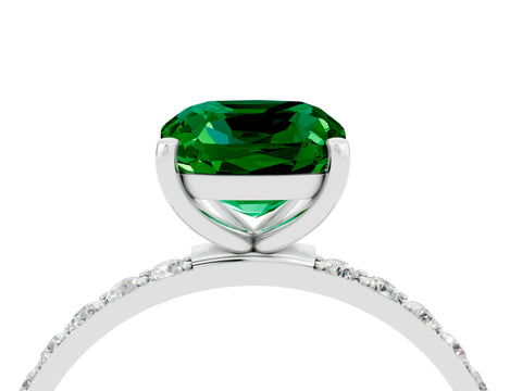 White gold Cushion Cut Diamond Pavé Band with Six-Prong Setting_4