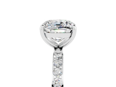 White gold Cushion Cut Diamond Pavé Band with Six-Prong Setting_5
