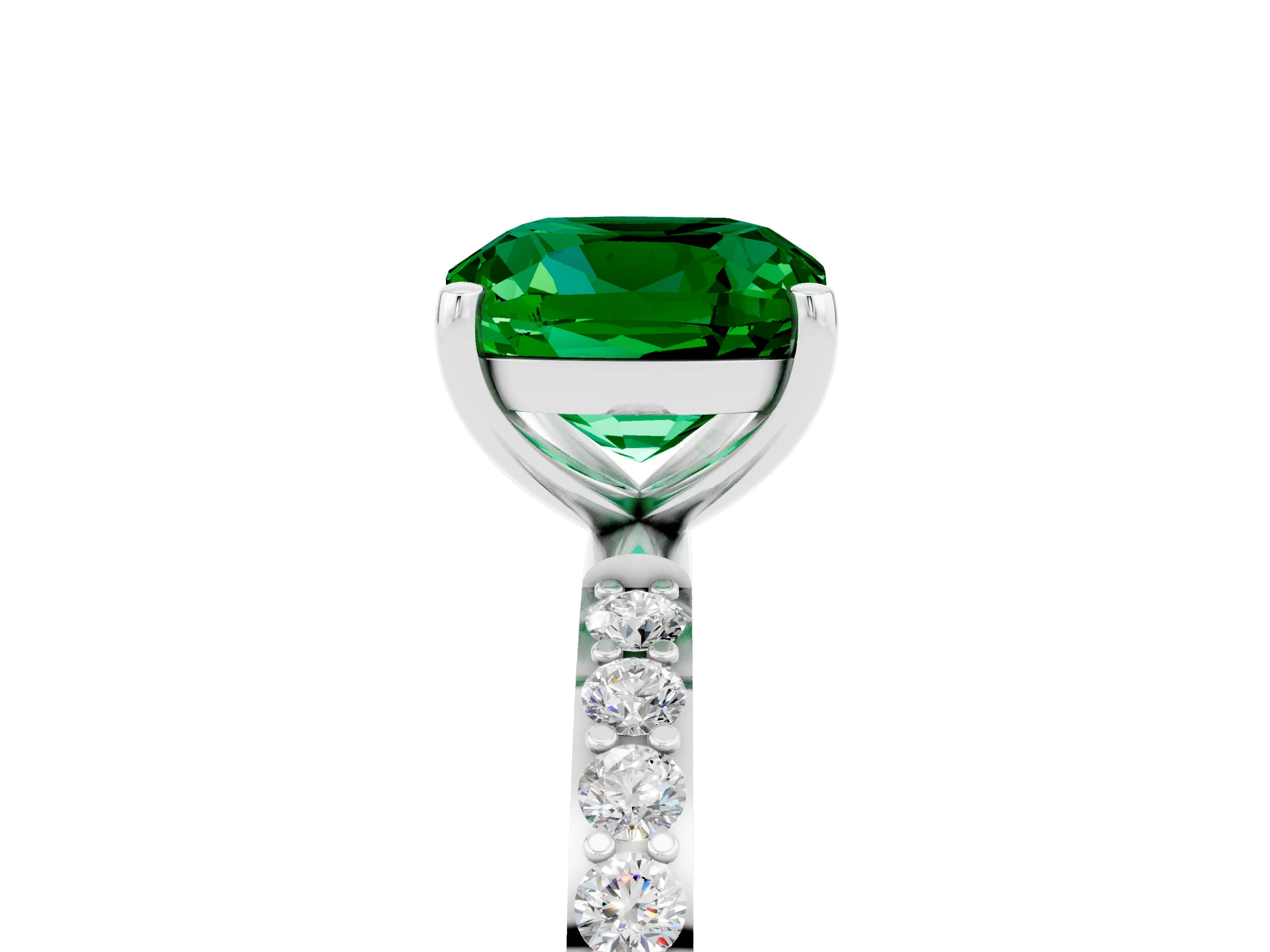 White gold Cushion Cut Diamond Pavé Band with Six-Prong Setting_5