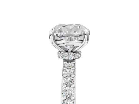 White gold Cushion Cut Diamond Pavé Engagement Ring with Round with Moissanite side stone Accents and Prong Setting_5