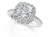 White gold Cushion Cut Diamond Pavé Halo Ring with Four-Prong Setting_37