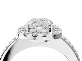 White gold Cushion Cut Diamond Pavé Halo Ring with Four-Prong Setting_40