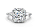 White gold Cushion Cut Diamond Pavé Halo Ring with Four-Prong Setting_44