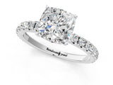 White gold Cushion Cut Diamond Pavé Solitaire Engagement Ring with Four-Prong Setting_78