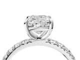 White gold Cushion Cut Diamond Pavé Solitaire Ring with Round Band and Prong Setting_20